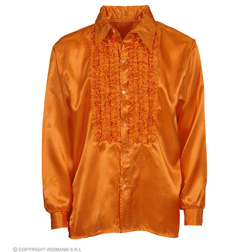 rouchen blouse satijn, oranje