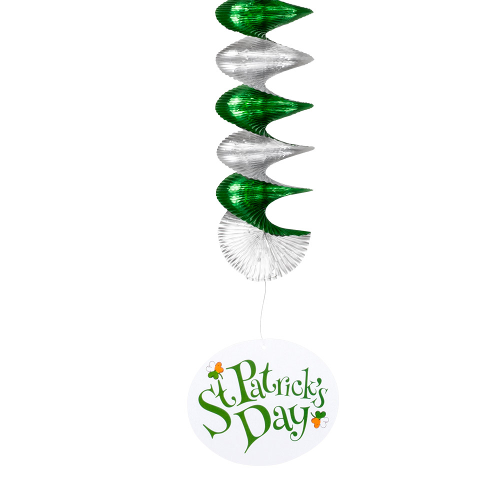 Set 3 Decoratiespiralen St Patrick's Day dubbelzijdig 3 designs (60 cm)