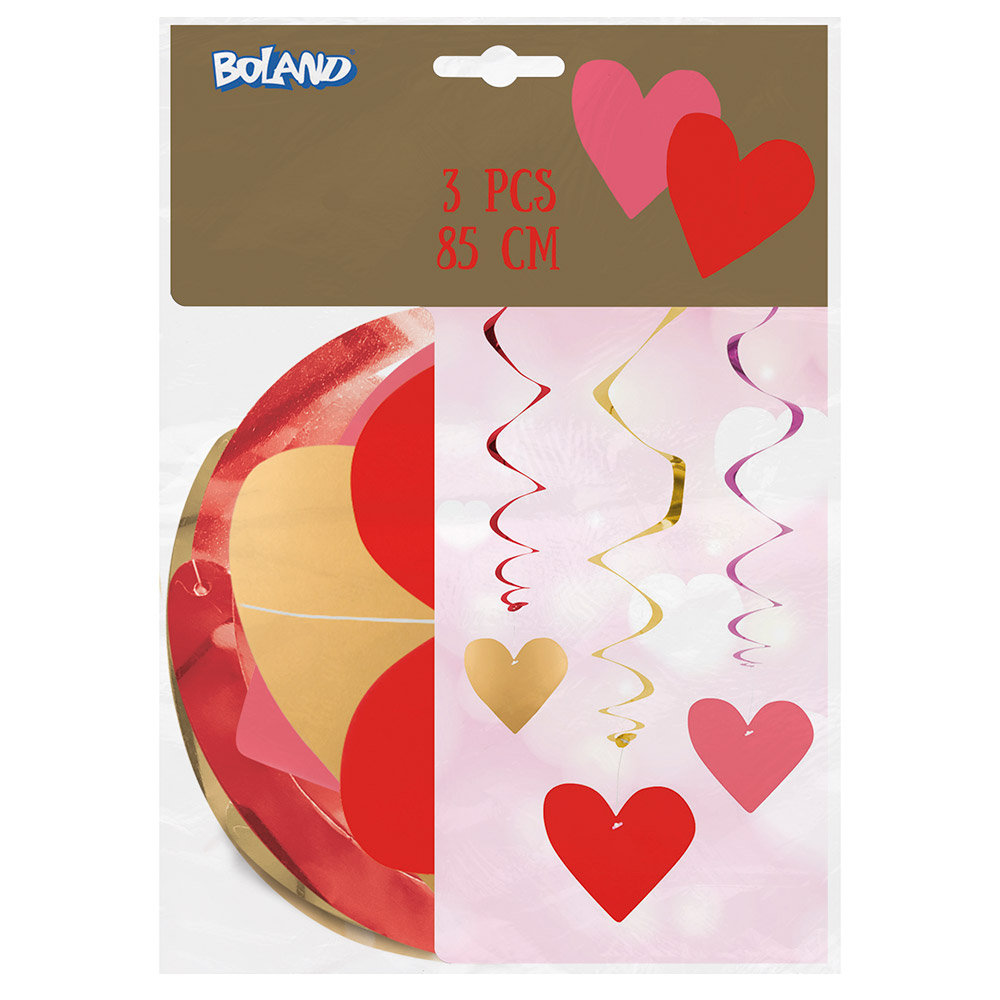 Set 3 Decoratieswirls Love 3 kleuren (85 cm)