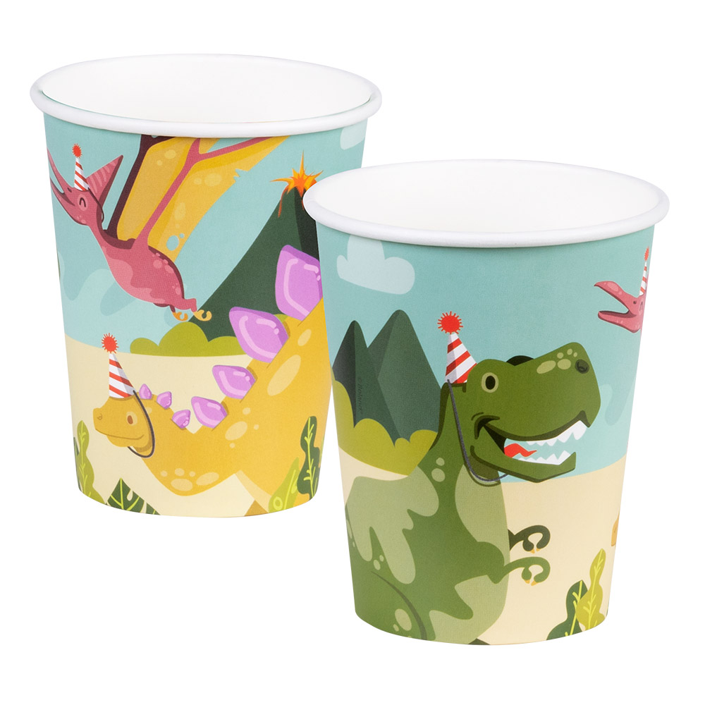 Set 10 papieren bekertjes Dino party (25 cl)