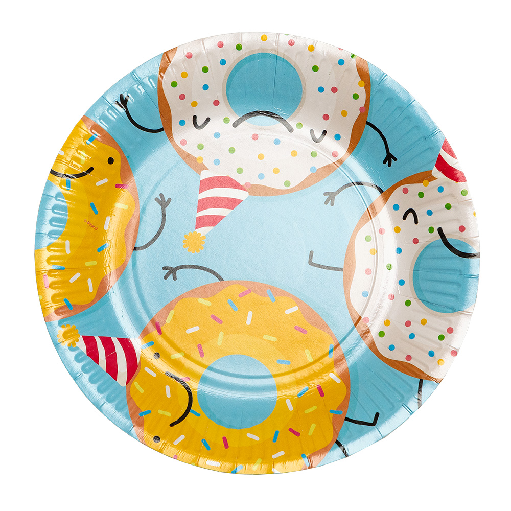 Set 8 papieren bordjes Donut (23 cm)