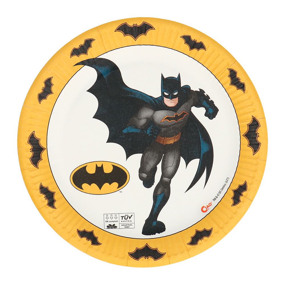 Set 8 Papieren bordjes Batman (Ø 23 cm)