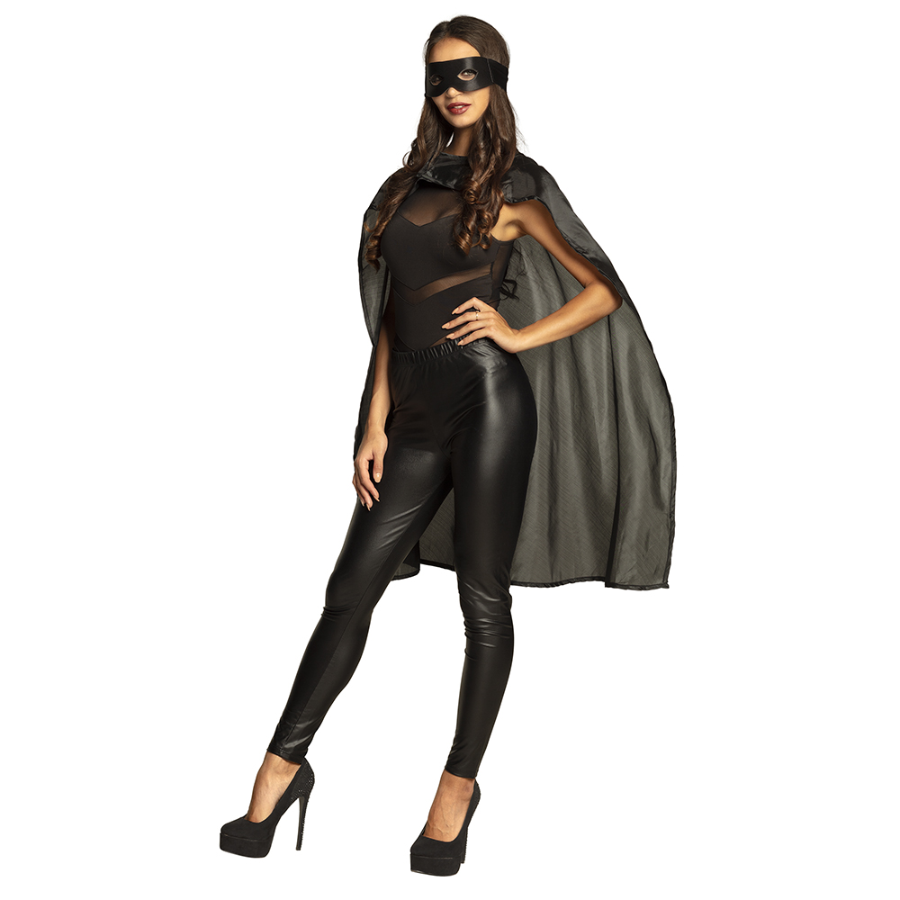 Set Hero zwart (oogmasker en cape 90 cm)