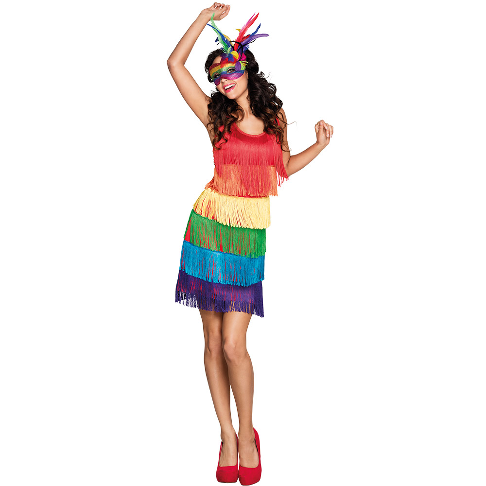 St. Volwassenenjurk Flapper rainbow (M)