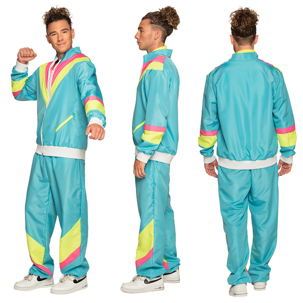 St. Trainingspak Retro dude neonblauw (XXL)