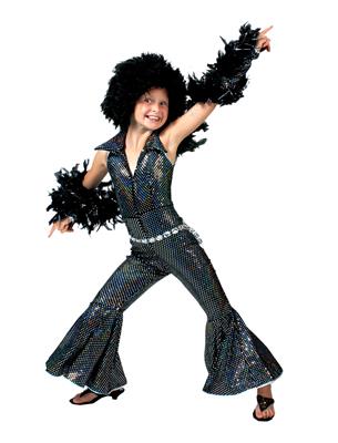 Disco groovy jumpsuit zwart