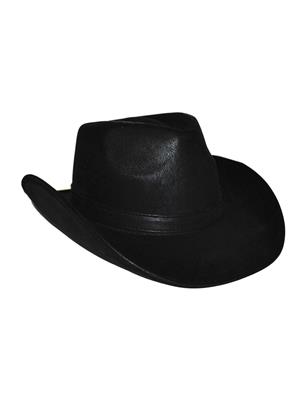 Cowboyhoed lederlook zwart