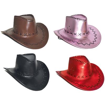 Cowboyhoed glans 4 kleuren