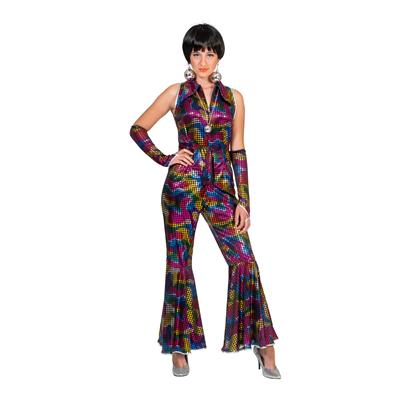 Disco jumpsuit regenboog glitter