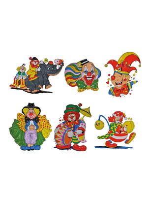 Wanddecoratie clown 6 soorten