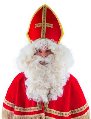 Pruik en baard Sinterklaas beige