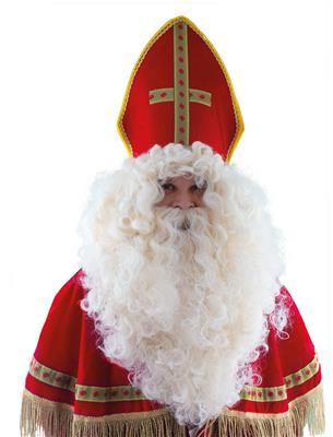 Pruik en baard Sinterklaas beige