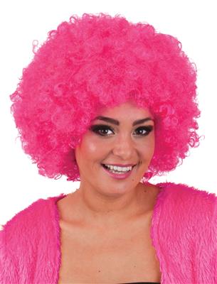 Pruik hippie afro fuchsia