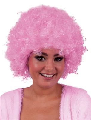 Pruik hippie afro roze