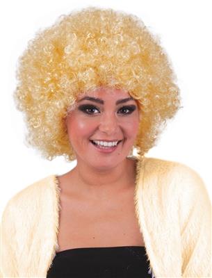 Pruik hippie afro blond