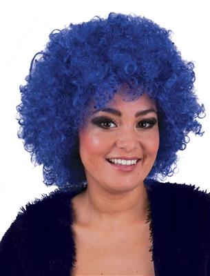 Pruik hippie afro blauw