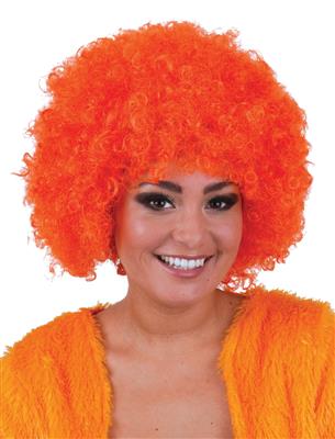 Pruik hippie afro oranje