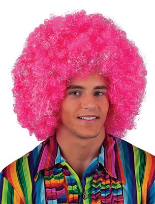 Pruik maxi afro roze zilver