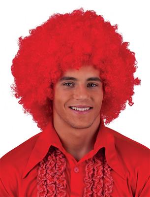 Pruik disco afro rood