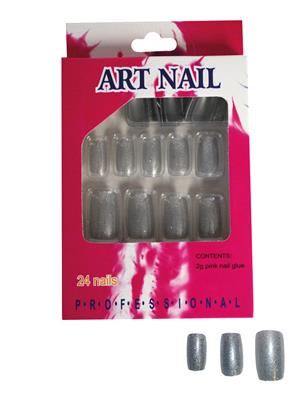 24 nagels giltter zilver