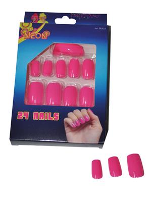 24 nagels fluo roze