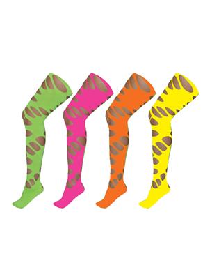 Panty met gaten fluo 4 kleuren