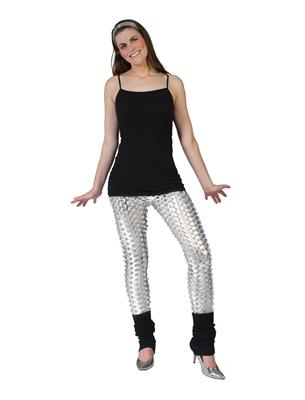 Legging met gaten zilver