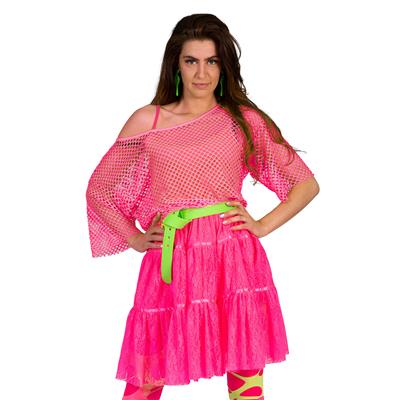 Shirt net fluo roze