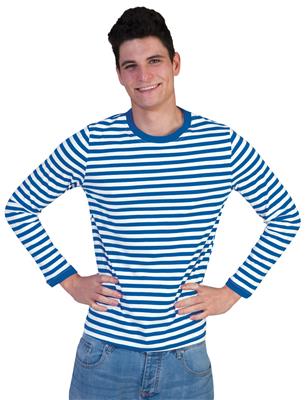 Shirt blauw/wit gestreept