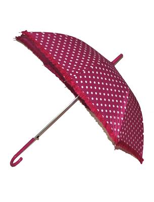 Paraplu fuchsia met witte bollen 63 cm