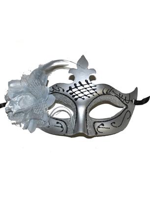 Oogmasker met bloem zilver