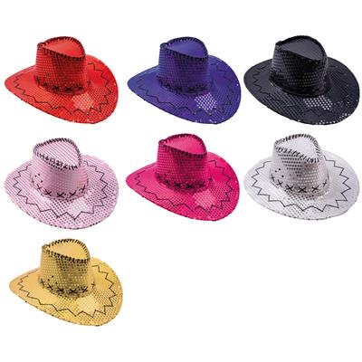 Cowboyhoed met pailletten 7 kleuren