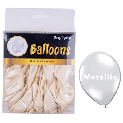 40 Witte ballonnen 10" metallic