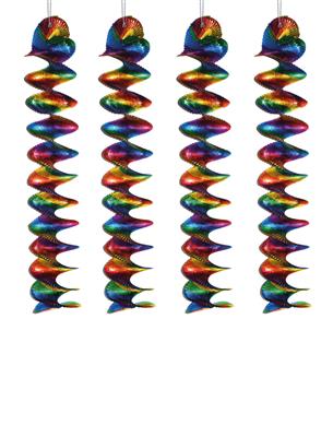 4 spiraalhangers 7 cm multicolor metallic