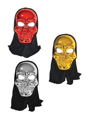 Masker doodskop met kap metallic 3 ass