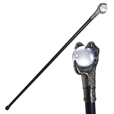 Wandelstok metaal 93 cm bal zilver