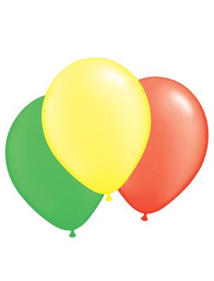 100 Ballonnen 12" rood geel groen