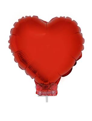 Folieballon 11" met stokje hart rood