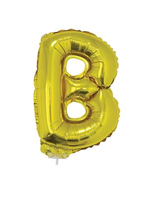 Folieballon 16" met stokje letter B goud