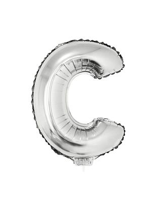 Folieballon 16" met stokje letter C zilver