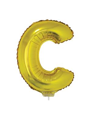 Folieballon 16" met stokje letter C goud