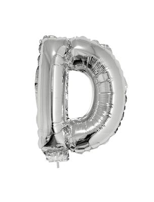 Folieballon 16" met stokje letter D zilver