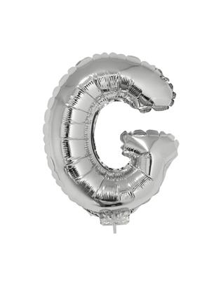 Folieballon 16" met stokje letter G zilver