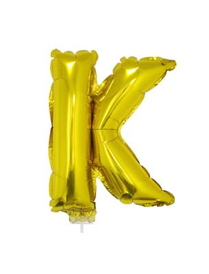 Folieballon 16" met stokje letter K goud