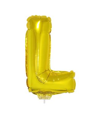 Folieballon 16" met stokje letter L goud