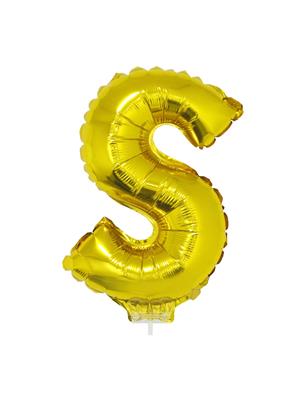 Folieballon 16" met stokje letter S goud