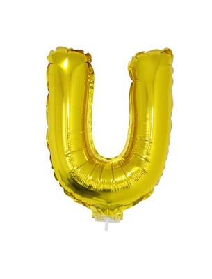 Folieballon 16" met stokje letter U goud