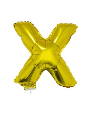 Folieballon 16" met stokje letter X goud