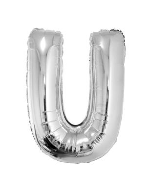 Folieballon 40" letter U zilver