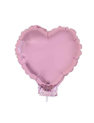 Folieballon 11" met stokje hart roze